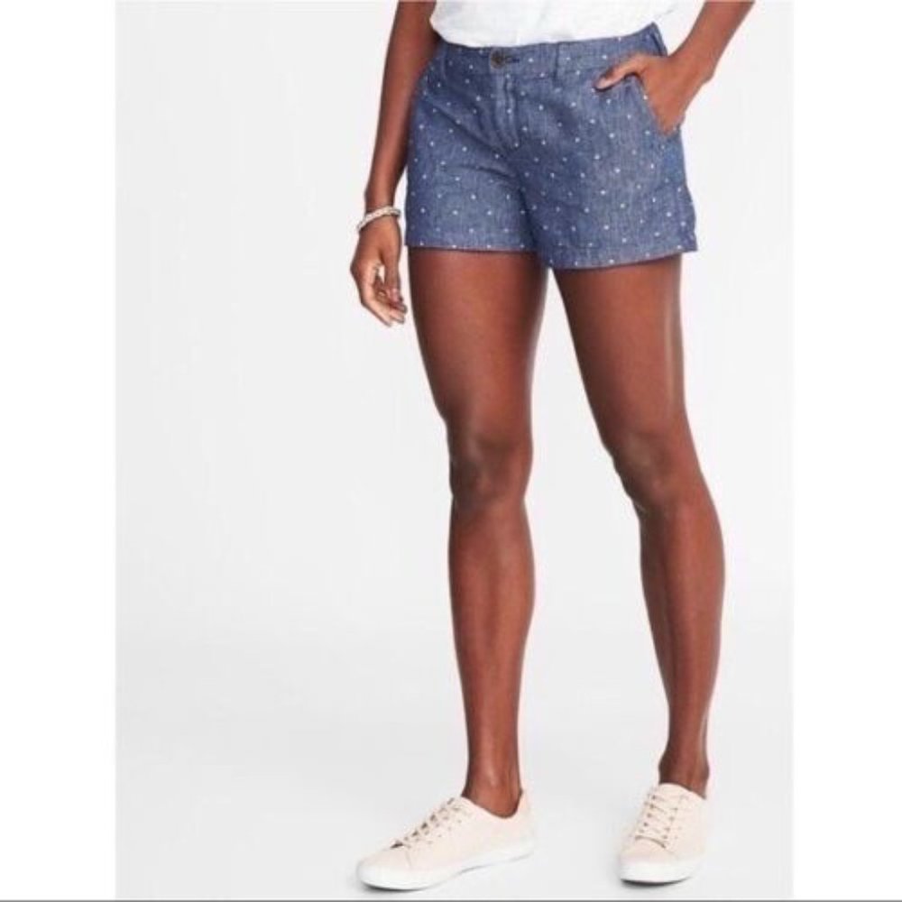 NWT Old Navy Everyday Shorts Mid-Rise 3.5” Inseam Chambray Linen Size 02